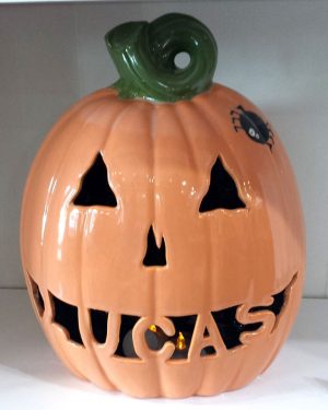 Custom Carved Ceramic Pumpkin - Large 14 inch tall