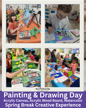 Spring Break Kids Art Experience 2026 – Painting & Drawing Day | Ages 8-14 | Thursday March 12th | 1pm to 4pm