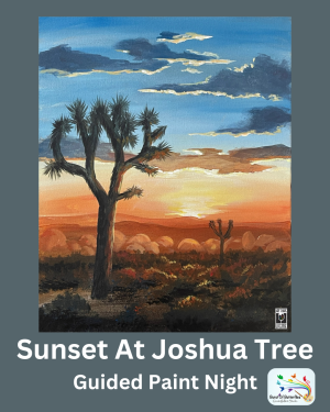Sunset At Joshua Tree Guided Canvas Paint & Sip. Date night or friends night out in Chandler