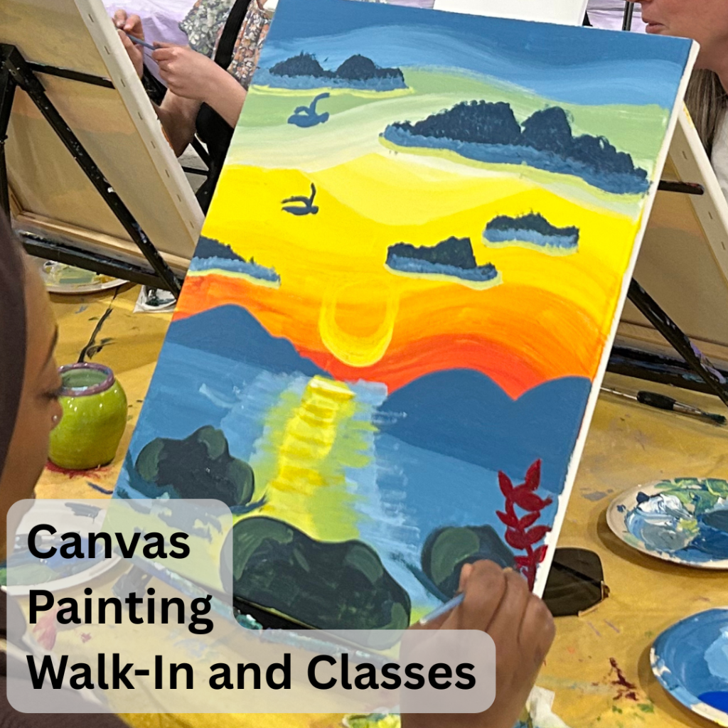 Canvas Painting for walk-in or guided classes at Burst Of Butterflies Create & Paint Studios