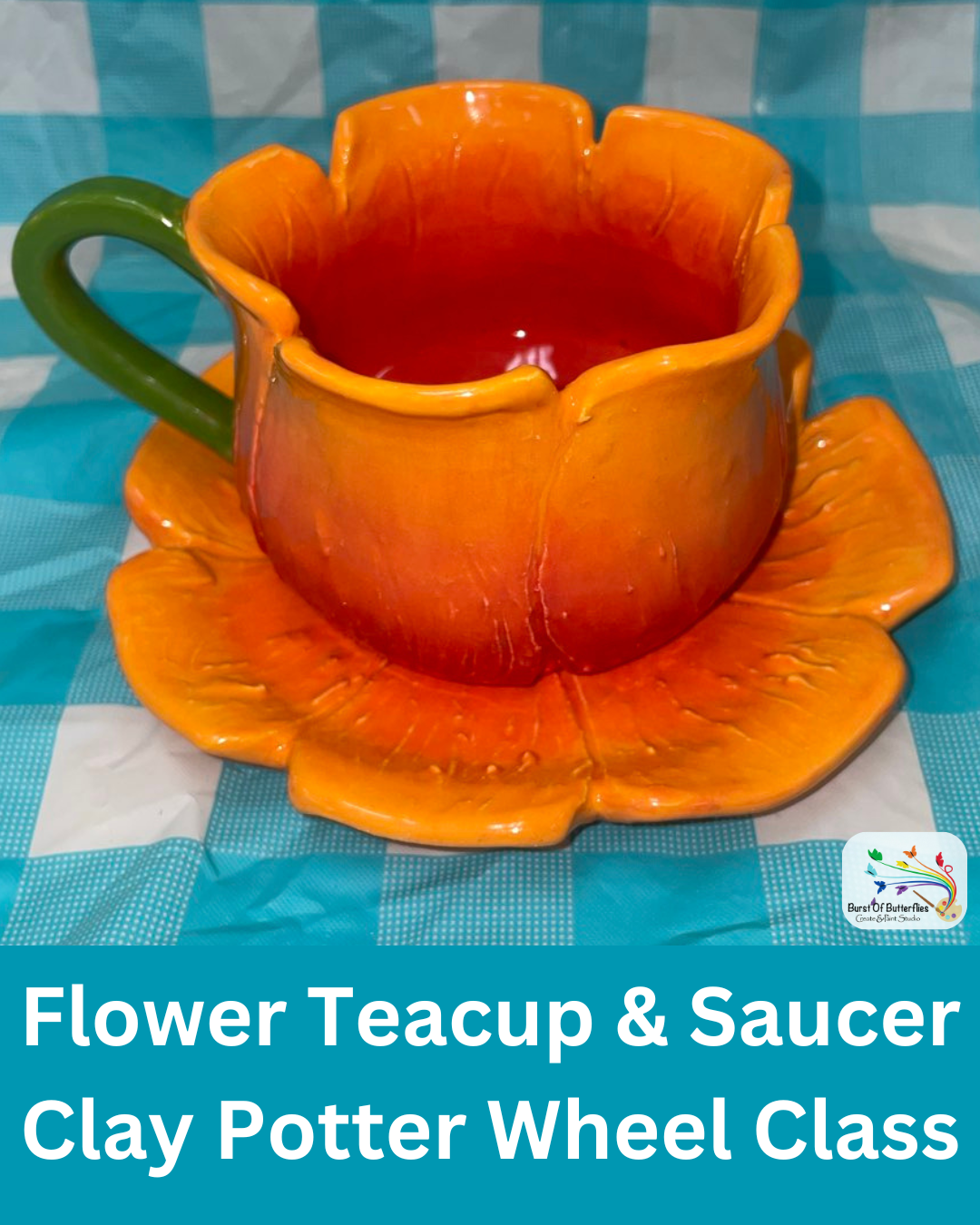 Flower teacup & saucer on the potter's wheel